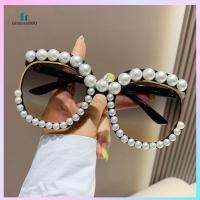 GLASSES580 ขนาดใหญ่สุดไซต์ แว่นกันแดดไข่มุกสำหรับผู้หญิง การป้องกัน UV400 กลมกลมๆ แว่นตาปาร์ตี้ของผู้หญิง เรโทร แว่นตาสำหรับแว่นตา สำหรับชายหาด/ท่องเที่ยว/สตรีท