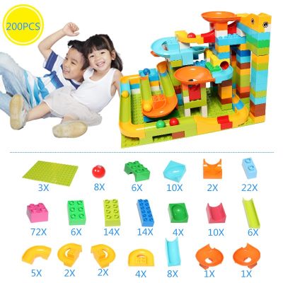 Newest 200PCS97PCS Marble Run Block Maze Ball Plastic Building Blocks Funnel Slide Big Size Bricks Building Toys For Children