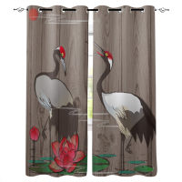 Wood Grain Crane Pink Lotus Window Curtains Living Room Bedroom Kitchen Curtain For Children Drapes Window Treatment