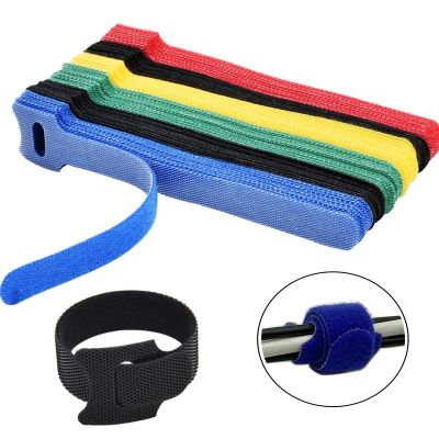 20Pcs 15/20cm Reusable Nylon T-shaped Hook and Loop CableTie Self-adhesive Cable Tie Fastener Tape For Cable Management Tape