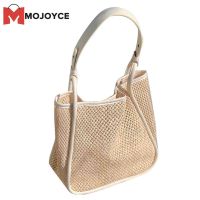 MOJOYCE Straw Beach Tote Bag ความจุขนาดใหญ่ Hollow Women Beach Vacation Shoulder Handbag