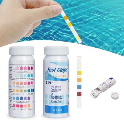 50x 6 in 1 Chlorine Dip Test Strips Hot Tub Swimming Pool Water PH Tester Paper Multifunctional Test Paper Testing Tools Inspection Tools