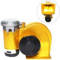 12V 139db รถ Lacquer Gold Snail Compact Dual Air Horn สำหรับรถยนต์รถจักรยานยนต์ Yacht เรือ SUV