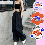 Quần dài ống rộng vải dù rút dây W PANT - CLÉLIE