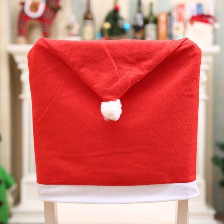 dimama-cod-1-2-4-6-8pcs-ผ้าคลุมเก้าอี้คริสต์มาส-ตกแต่งเก้าอี้-santa-hat-chair-covers-ผ้าคลุมหลังเก้าอี้หมวกซานตาคลอสสีแดง