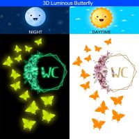 ZZOOI Luminous 3D Butterfly Wall Stickers Fluorescent Butterflies Glow In The Dark Wall Decals For Bathroom Door WC Toilet Home Decor