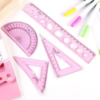 【CC】∋✿┅  4Pcs/Set Plastic Ruler Set Math Scale Centimeters Stationery Rulers Mathematical for School