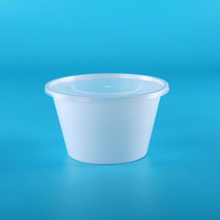 cod-disposable-bowl-plastic-milky-white-lunch-box-round-takeaway-packing-with-lid-bento-can-stand-alone-the-whole
