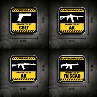 03 สติกเกอร์รูปปืน Colt/Alpha AK/AK/SCAR-H MK17 สติกเกอร์ติดรถยนต์ สติกเกอร์ป้ายคำเตือน กล่องปืน