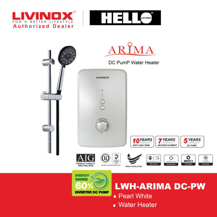 Livinox Water Heater Arima-series Lwh-arima Dc Pw 