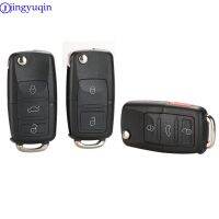 Jingyuqin 10Ps 2/3/4 B เคส Kunci Remote Mobil พับได้สำหรับ VW Passat โปโลทูแรนกอล์ฟโบรา Ibiza Leon อ็อกเทเวีย