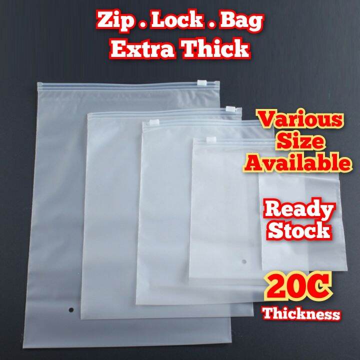 Ziplock Bag [ 20C thickness ] Zipper Bag READY STOCK Frosted Ziplock Plastic Waterproof Travel