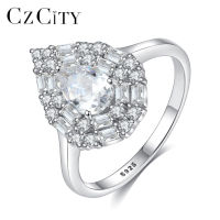 CZCITY Luxury 925 Sterling Sliver Engagement Gemstone Rings for Women Fine Jewelry WaterDrop CZ Aneis Femme Christmas Gift Bague