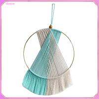 Shamjina Boho เครื่องประดับผ้าปูแต่งพู่วงกลมแขวนผนัง Macrame งานทอมือวันหยุด