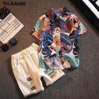 Boys baby Hawaiian suit short-sleeved flower childrens top 2023 summer big foreign style