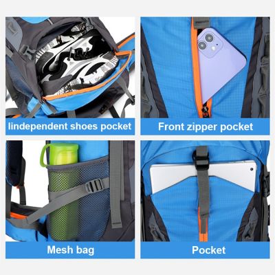 ：“{—— 70L Camping Backpack Mens Travel Bag Climbing Rucksack Large Hiking Storage Pack Outdoor Mountaineering Sports Shoulder Bags