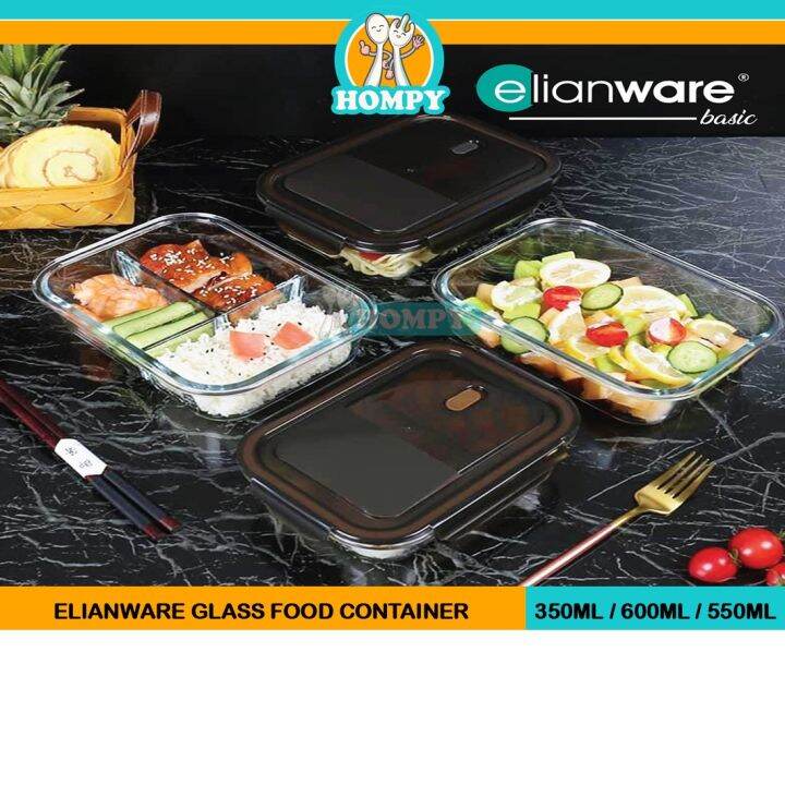 ELIANWARE BOROSILICATE GLASS FOOD CONTAINER, ANTILEAKING GLASS LUNCH