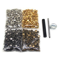 400 Sets Leather Rivets Double Cap Rivet Tubular 4 Colors Metal Studs with Fixing Tools for DIY Leather CraftClothesShoesBag