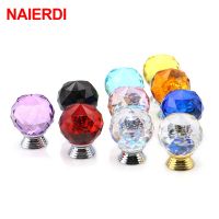 NAIERDI 30mm Colorful Crystal Glass Knobs Cabinet Handles Crystal Ball Cupboard Pulls Drawer Knobs Kitchen Furniture Handle Door Hardware Locks