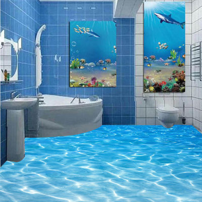 3D Wallpaper Modern Seawater Photo Mural Sticker Bathroom Bedroom PVC Waterproof 3D Floor Tiles Vinyl Wall Paper Papel De Parede