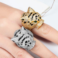 Zlxgirl jewelry New Arrival Jet Enamel zirconia leopard rings for women and men wedding jewelry dubai Gold finger ring aneis