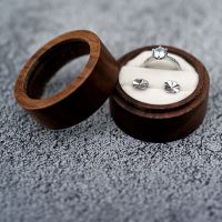 Natural Wooden Rings Box for Wedding Marriage Engagement Gift Packaging Box Couple Ring Holder Jewelry Display Case