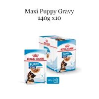 Royal Canin Dog Pouch Maxi Puppy Gravy [  140g x 10 ซอง ] อาหารลูกสุนัข พันธุ์ใหญ่ อาหารเปียก สุนัข "อาหารลูกสุนัข พันธุ์ใหญ่ ชนิดเปียก (MAXI PUPPY GRAVY) อาหารเปียก, สุนัข อาหารเปียก แบบชิ้นเนื้อในซอสเกรวี่ สำหรับลูกสุนัข พันธุ์ใหญ่ อายุ 2-15 เดือน (นน.