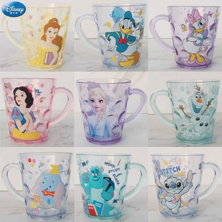 Kids Disney Princess Elsa Rapunzel Sleeping Beauty Juice Milk Cup Cartoon  Pixar Stitch Mickey Minnie Mouse