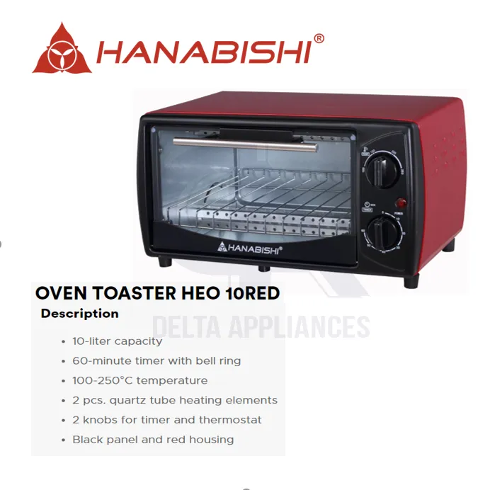 Hanabishi HEO 1ORED Oven Toaster 10L Lazada PH