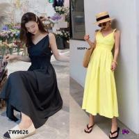 P9626 เดรสสายเดี่ยวสีพื้น Solid color single strap dress