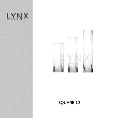 LYNX - SQUARE 13 - แจกันแก้ว แฮนด์เมด ทรงเหลี่ยม เนื้อใส ปากและฐาน 13 ซม. มีให้เลือก 3 ขนาด คือ ความสูง 40 ซม., 50 ซม. และ 60 ซม.