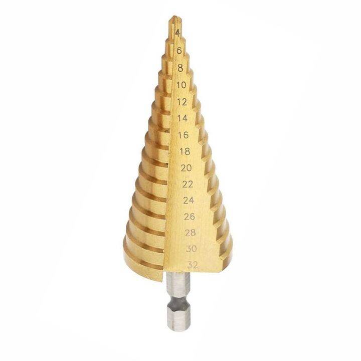 4-32mm-hss-titanium-coated-metal-hex-core-drill-bits-high-speed-steel-step-drill-bit-set-cone-hole-wood-cutter-taper-metric-drills-drivers