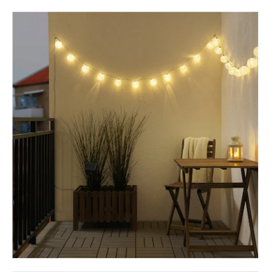 LED lighting chain with 24 lights, outdoor solar-powered/ball white