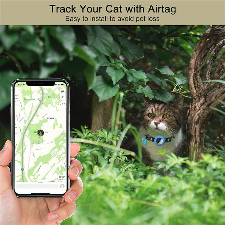 ใหม่-airtag-ปลอกคอปรับได้สำหรับแมวลูกสุนัขสร้อยคอป้องกันการสูญหายพร้อม-airtag-ผู้ถือสุนัขแมวอุปกรณ์เสริมพร้อมกระดิ่ง