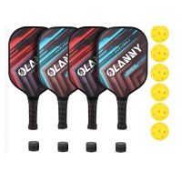 Graphite Pickleball Paddles 4 Pack - Rackets Fiber Face &amp; Polymer Honeycomb Core Pickleball Set