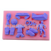 Football supplies athletes modeling silicone mold chocolate fondant cake baking mold hand dripping DIY Bread Cake  Cookie Accessories