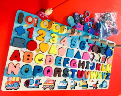 กระกระดานหรรษา ABC ของเล่นเสริมพัฒนาการเด็ก ฝึกสมาธิ ตัวต่อสีสันสดใส  ตัวต่อตัวเลข  ตัวต่ออักษร