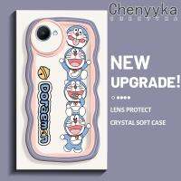 เคส Chenyyyka สำหรับ Realme C30s C30 Narzo 50i Prime เคสแฟชั่นสีสันสดใสรูปโดราเอมอนน่ารักขอบครีมกันกระแทกแบบใสนิ่มเคสมือถือโปร่งใสลายกล้องถ่ายรูปสร้างสรรค์เคสป้องกันซิลิโคนเรียบง่าย