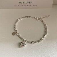 Xiaohongshus popular broken silver bracelet for women 925 sterling silver plated ins loving sweet student couple bestie bracelet