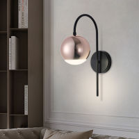 Rose gold Nordic Glass Wall Lamp Led Indoor creative Round ball Bedroom Aisle Decor Round Modern Bedside Light Wall Lights