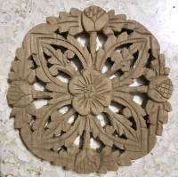 Teak Wood Carving Round Shape 20 cm.-Not Paint (ไม้สักแกะสลักแบบกลม ขนาด 20 ซ.ม. ***งานดิบไม่ทำสี***)