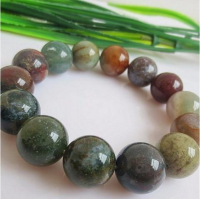 12mm Indian agate Gemstone Mala Stretchy Bracelets Cuff Fancy Handmade Elegant Meditation Wrist