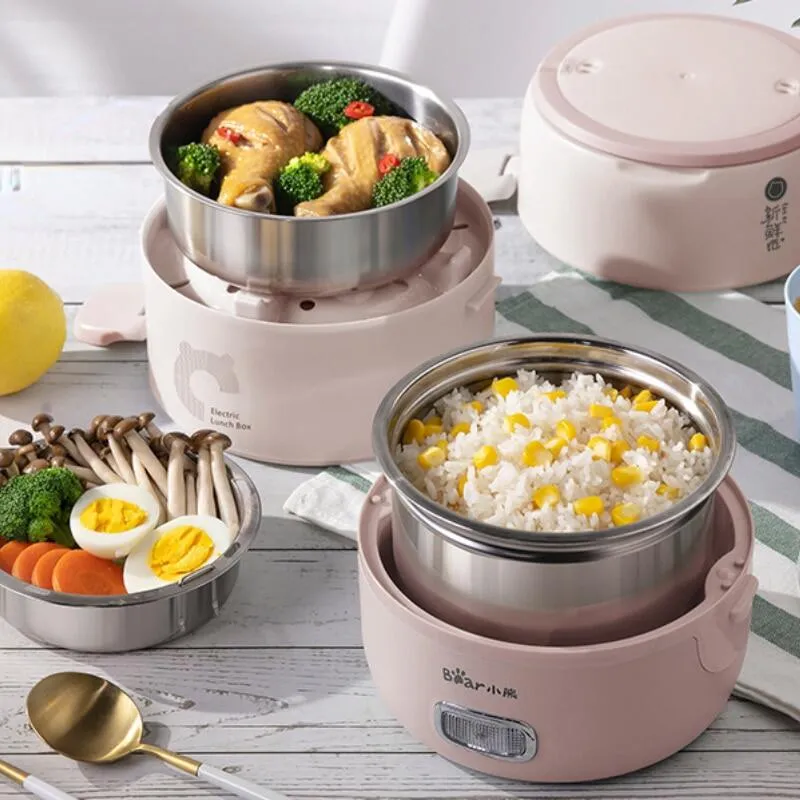 Electric Lunch Box Portable Food Warmer Mini Rice Cooker Food Heater(Double  Layer)
