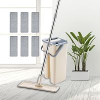 【TIMIN Home Tools】 Flat Squeeze Lazy Spinning Mop Bucket With Microfiber Pads Hand Wash Free Magic Self Extruding สำหรับทำความสะอาดพื้นห้องครัว