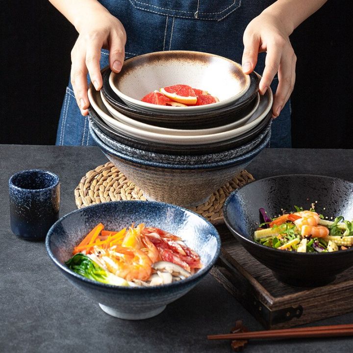 ชามราเมงทรงขนมจีบสไตล์ญี่ปุ่นขนาด7-8-9นิ้ว-guanpai4อุปกรณ์ทำครัวเครื่องใช้บนโต๊ะอาหารในครัวเรือนภาชนะใส่ซุปความจุมาก