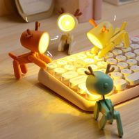 LED Night Light Mini Cute Dog Light Kawaii Gift Cartoon Dog Deer Folding Table Lamp Kids Room Bedside Bedroom Living Room Decor