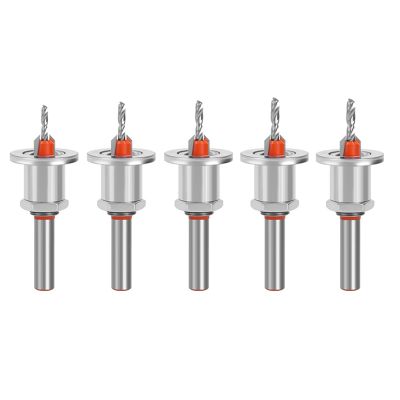 5Pc HSS Countersink Woodworking Router Bit Set Milling Cutter Screw Extractor Demolition Wood Core Drill Bits