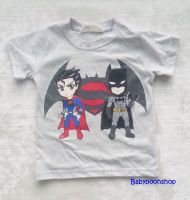 H&amp;M : เสื้อยืด สกรีนลาย Batman&amp;Superman มี 4 สี สีเทา สีขาว สีฟ้า สีน้ำเงิน