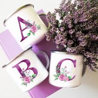 hotx【DT】 Print Mugs Wine Cups Drinks Cup Enamel Handle Drinkware Wedding Bridesmaid Gifts