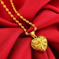 HIALAMAสร้อยคอทองพร้อมจี้สร้อยคอระย้าชุบ ยาว 18 นิ้ว24K GOLD NECKLACE